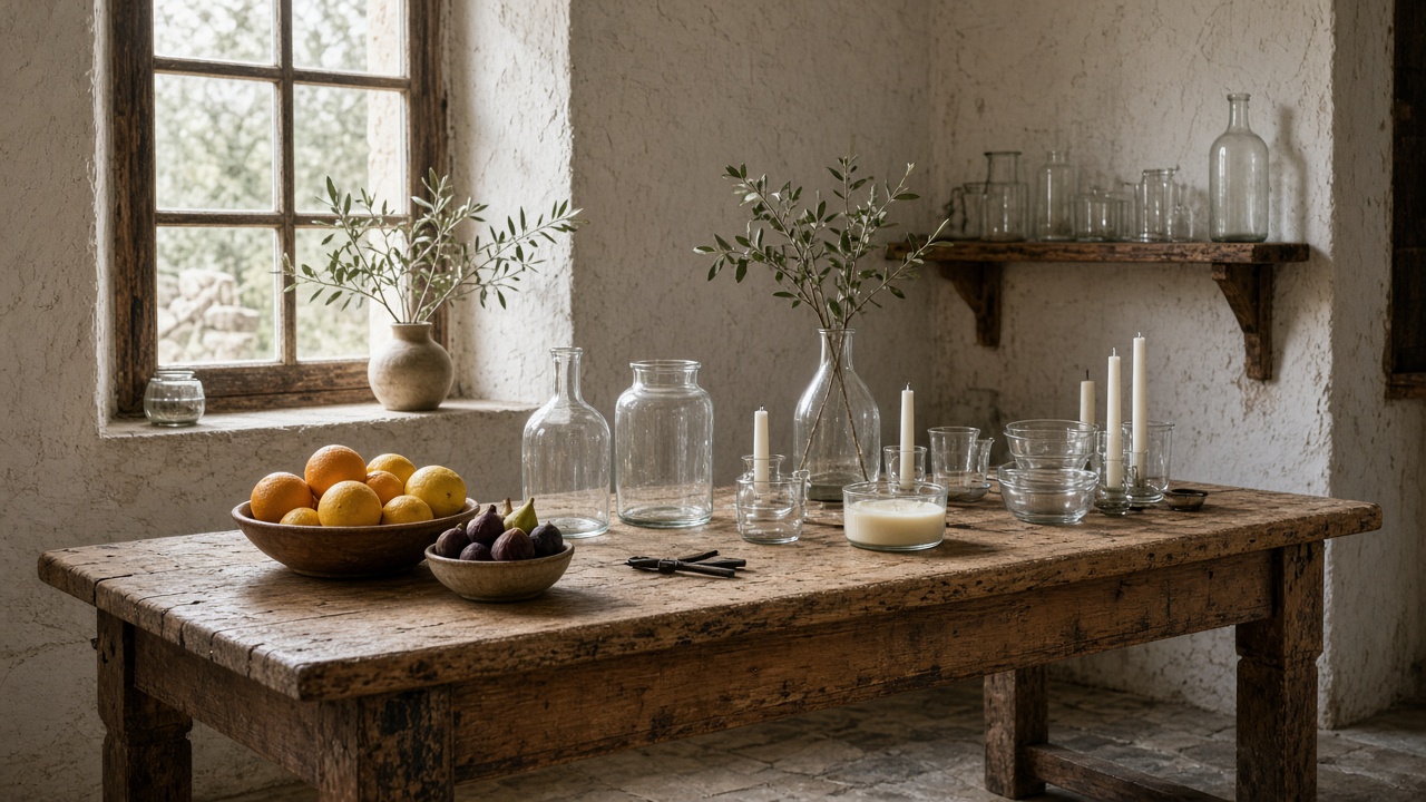 Taller de velas con naranjas, limones e higos